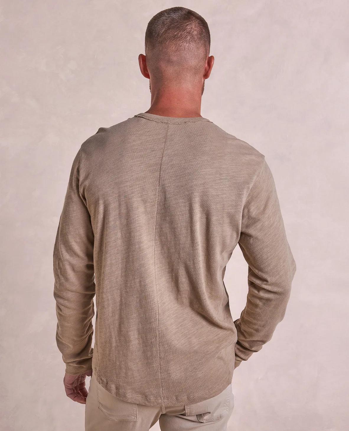 The Knox - Distressed LS Henley - Tan