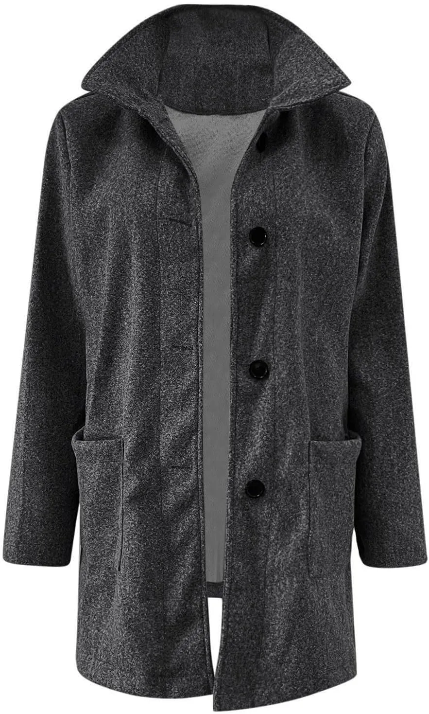 Trench Coat for Women 2024 Long Wool Blend Trench Jacket Button Pea Coat Open Front Woolen Coats Trendy Outwear Pocket