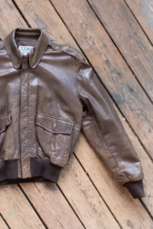 Vintage 1980s LL Bean Leather A2 Flying Tigers Jacket - Small