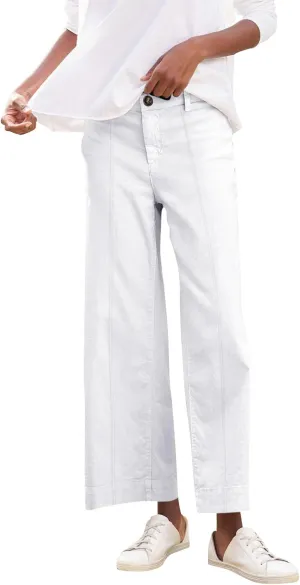 Wide Leg Cropped Pants for Women Elastic High Waist Wide Leg Linen Pants Summer Business Casual Pants with Pockets