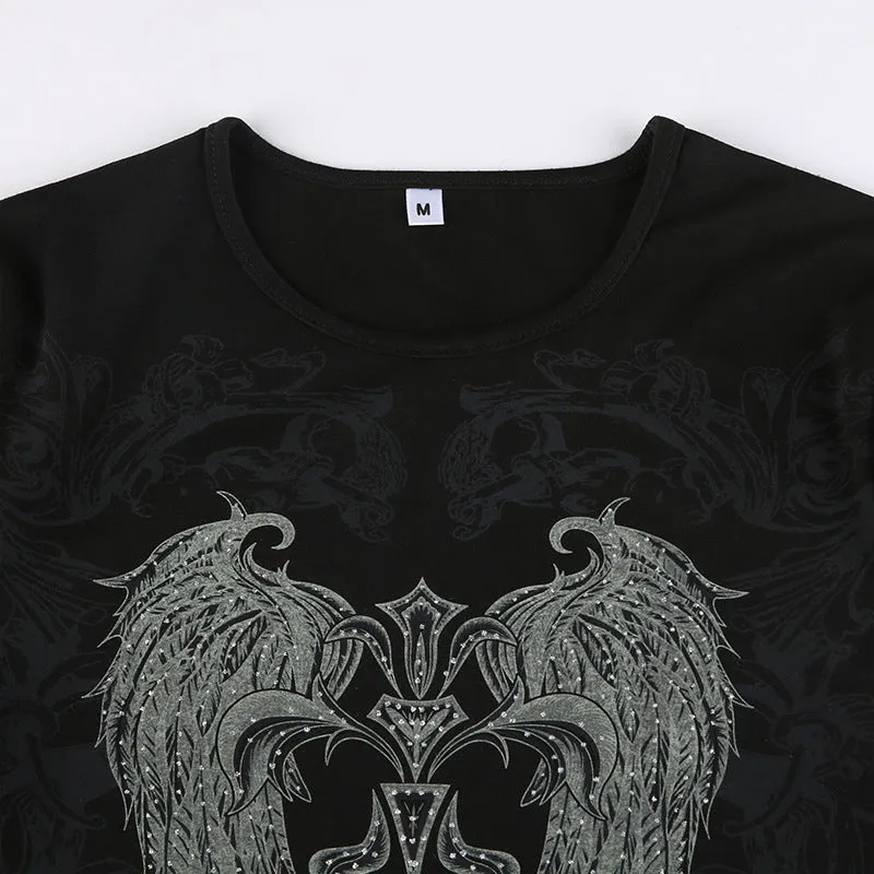 Wings Gothic Graphic Crop Top