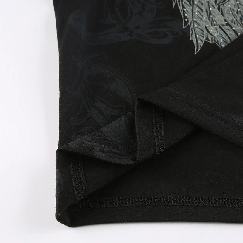 Wings Gothic Graphic Crop Top