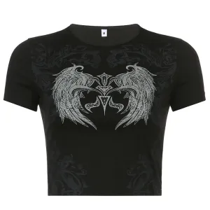 Wings Gothic Graphic Crop Top