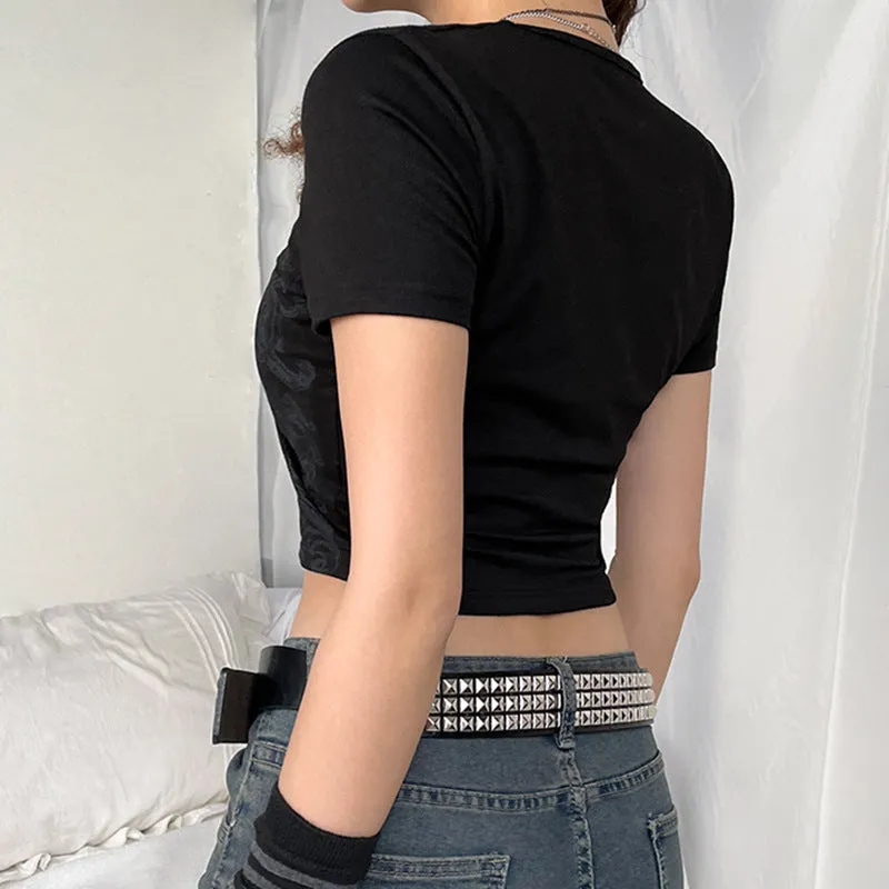 Wings Gothic Graphic Crop Top