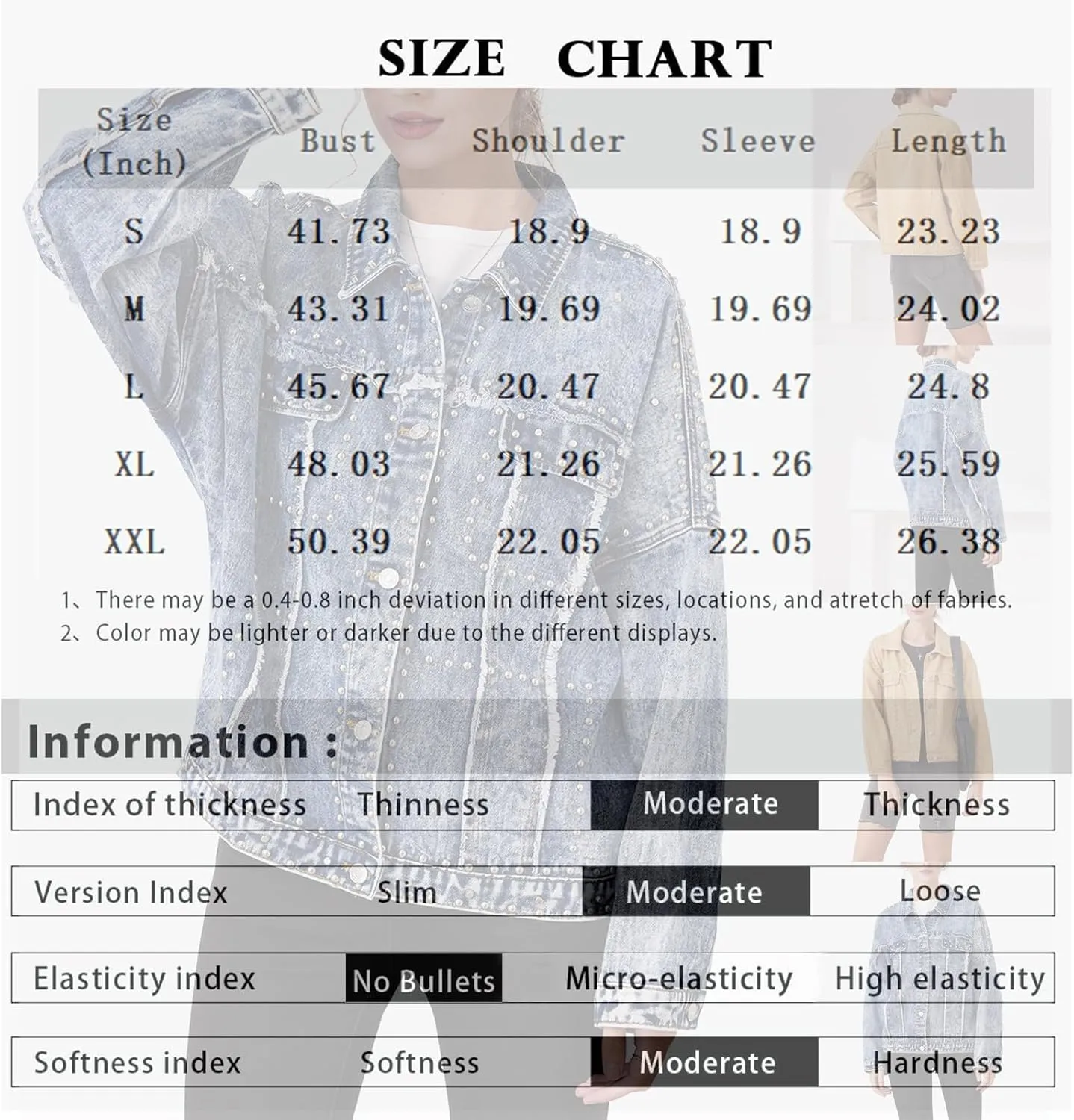 Women's Long Jean Jacket Colorblock Long Sleeve Notched Collar Coat Mid Length Button Down Denim Outwear