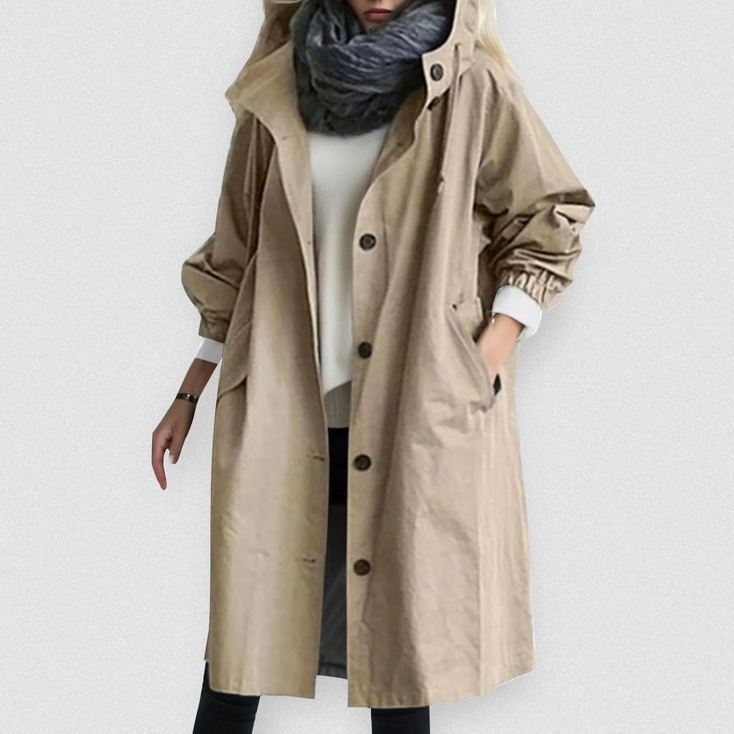 Women's Winter Overcoat Mid-Long Stand Collar Single Breasted Coat Outerwear